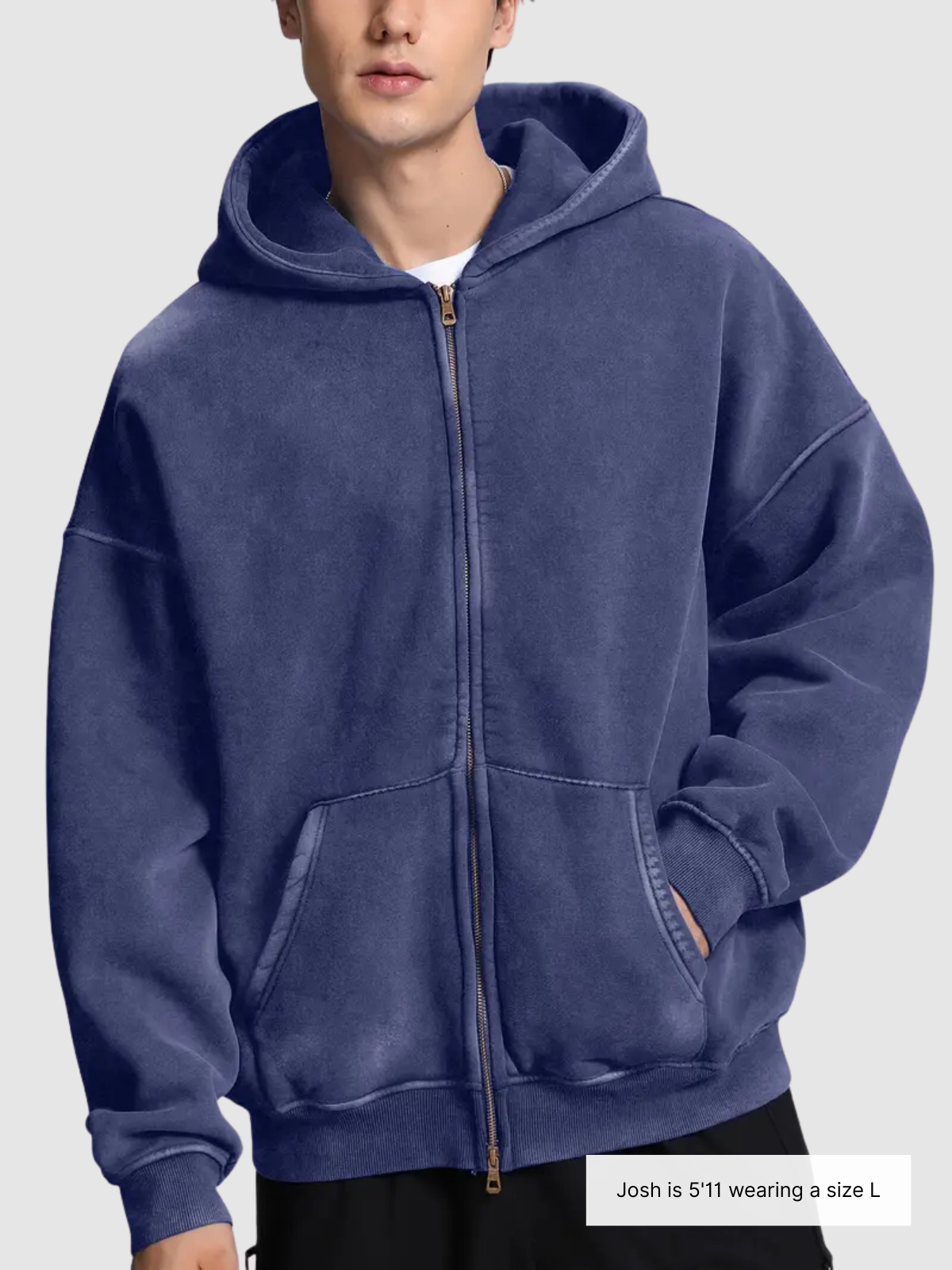 Acid Wash Zipper Hoodie