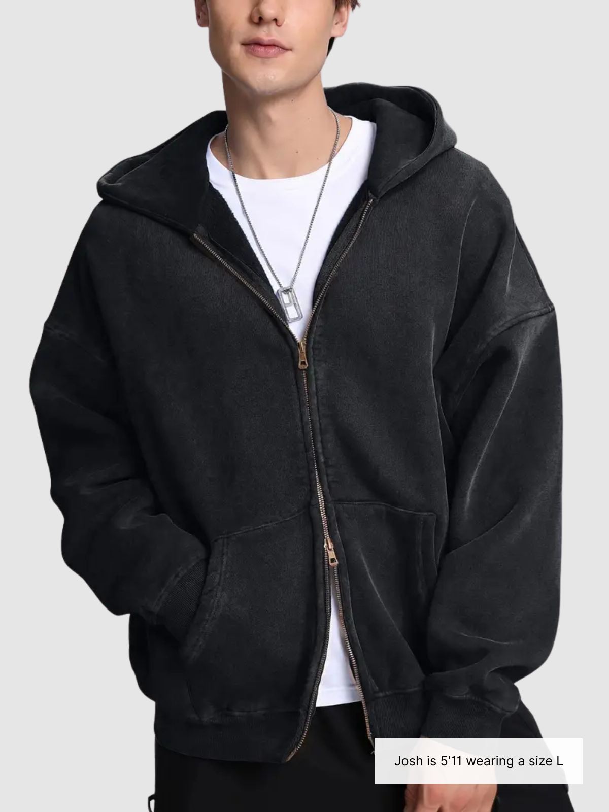 Acid Wash Zipper Hoodie