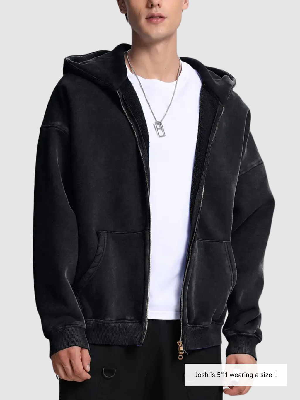 Acid Wash Zipper Hoodie