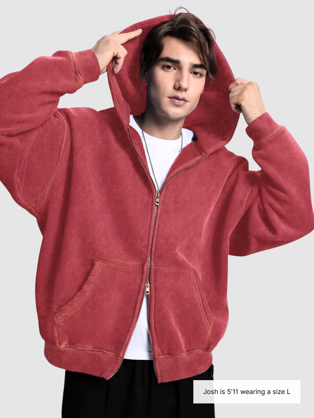 Acid Wash Zipper Hoodie