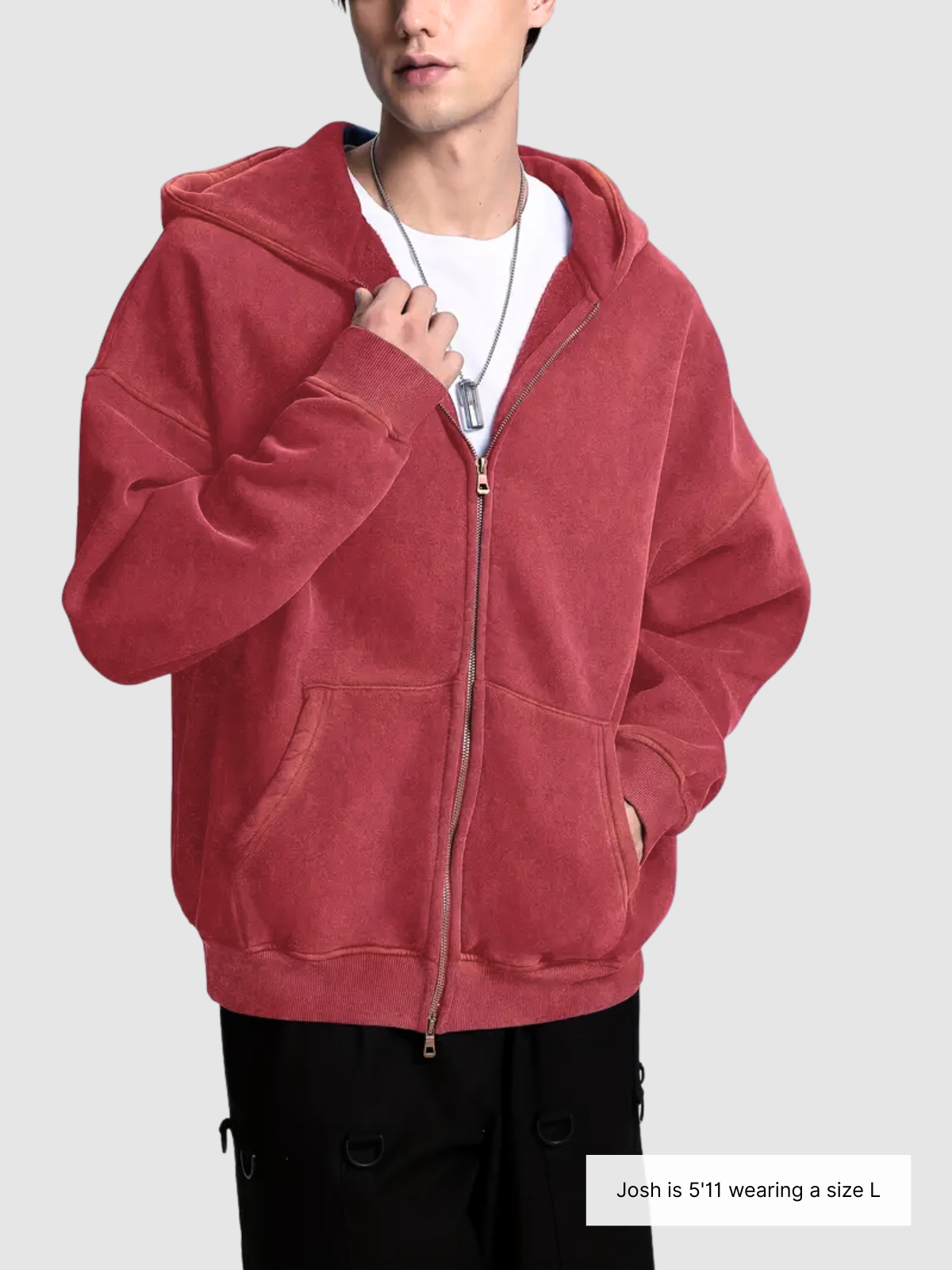 Acid Wash Zipper Hoodie