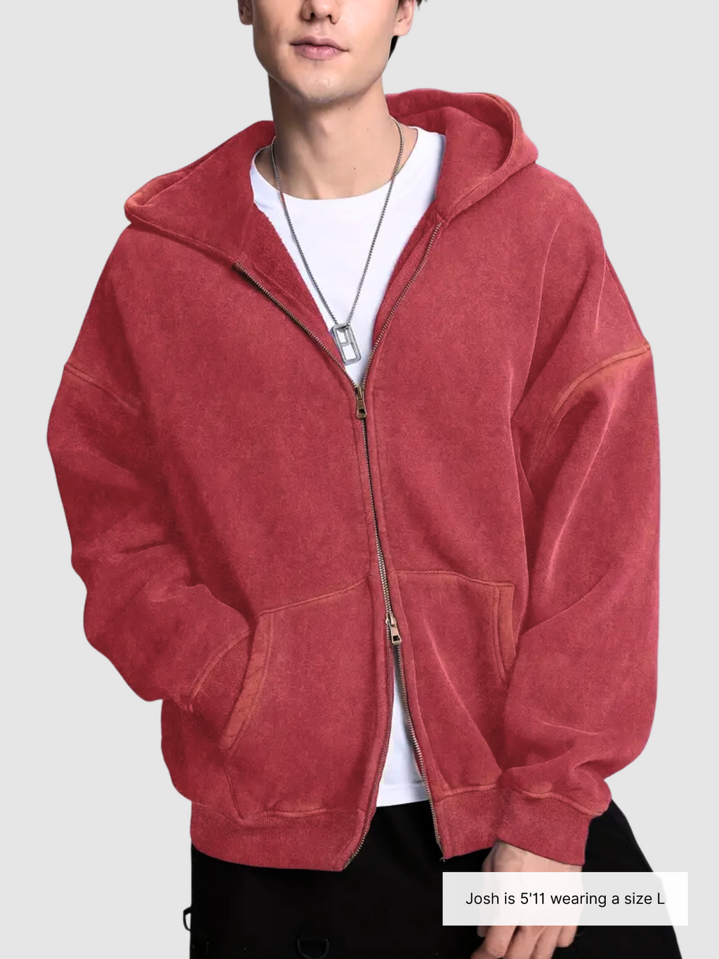 Acid Wash Zipper Hoodie