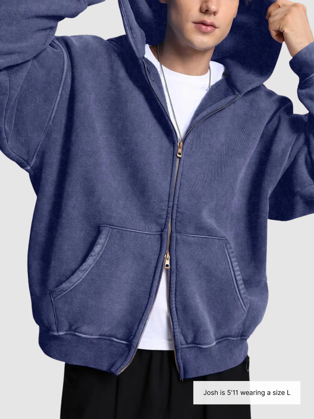 Acid Wash Zipper Hoodie