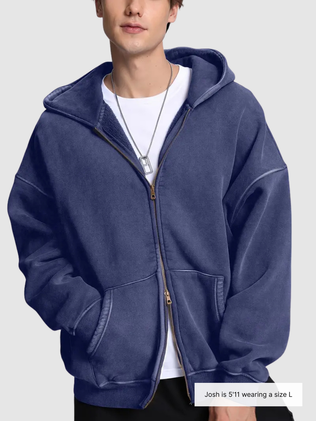 Acid Wash Zipper Hoodie