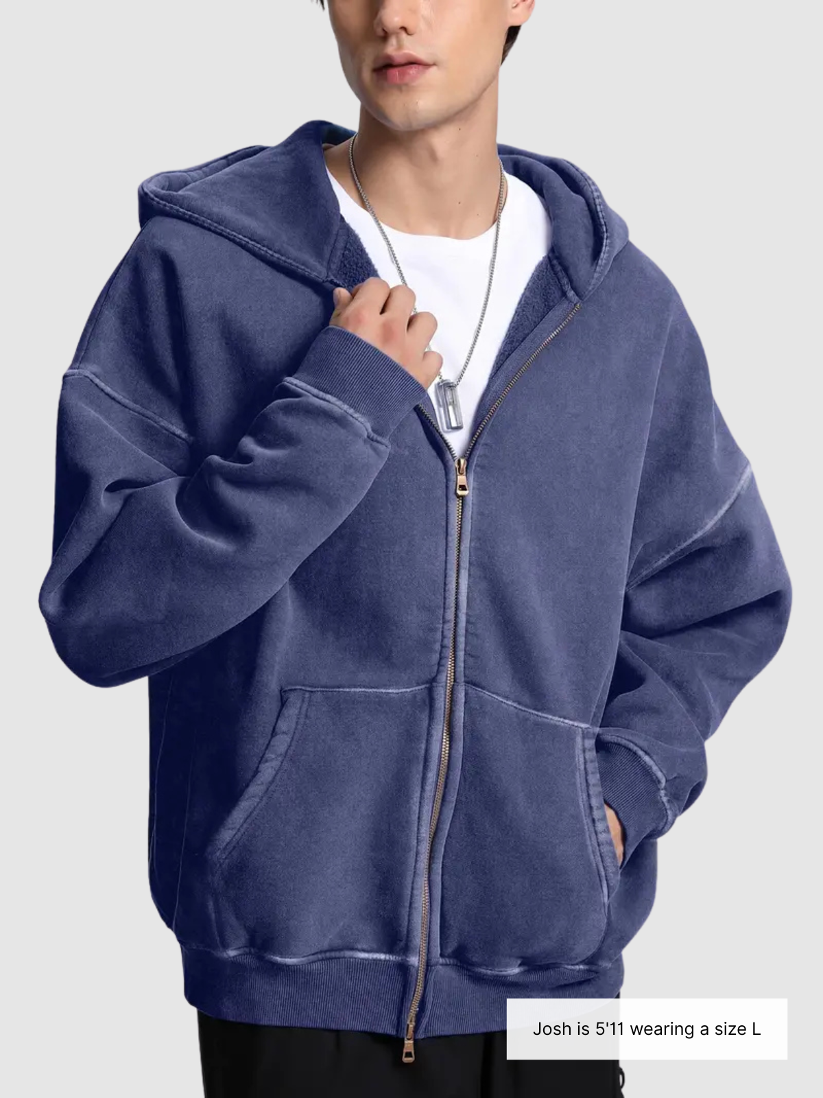 Acid Wash Zipper Hoodie